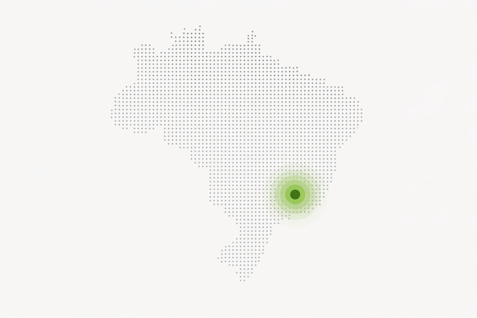 Dot-map of Brazil with a lit marker over São Paulo